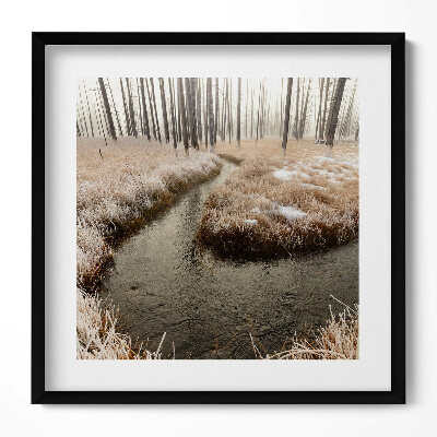 Obraz v rámu efektivní Řeka v lese v zimě