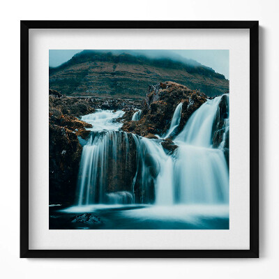 Obraz v rámu efektivní Fotografie horského vodopádu