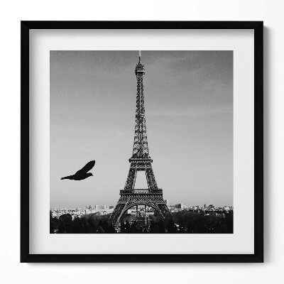 Obraz v rámu efektivní Eiffelova věž a létající pták Paříž