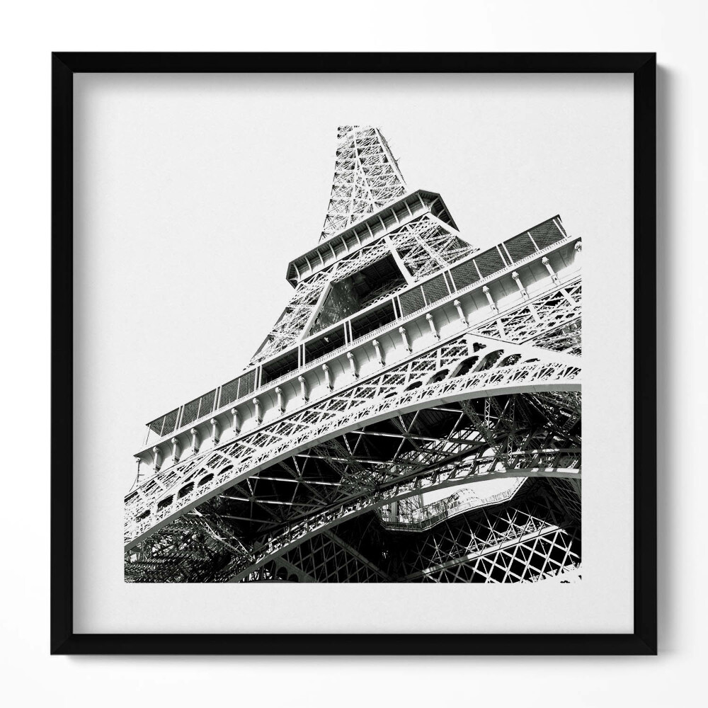 Obraz v rámu efektivní Černá a bílá Eiffelova věž v Paříži