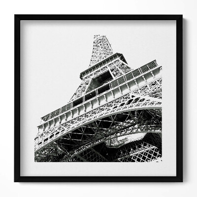 Obraz v rámu efektivní Černá a bílá Eiffelova věž v Paříži