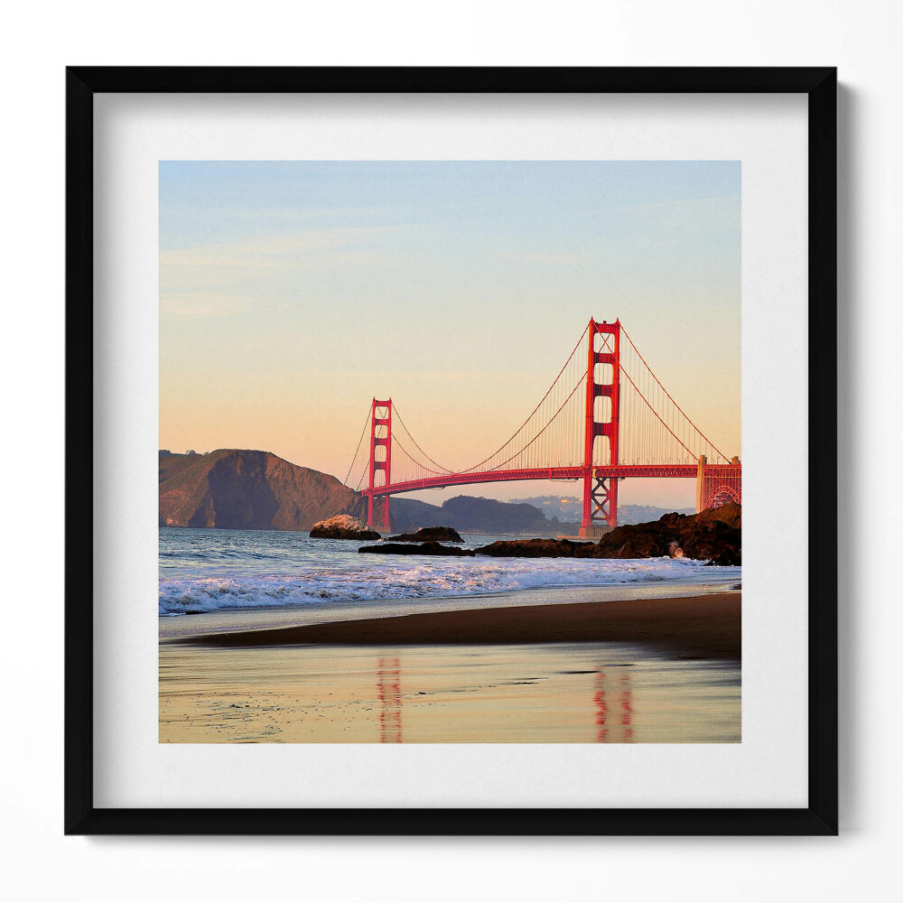Obraz v rámu efektivní Krajina mostu Golden Gate