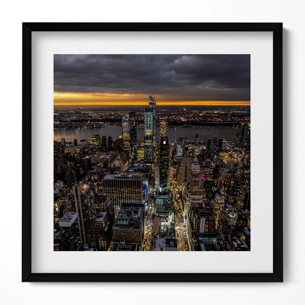 Obraz v rámu efektivní Městská architektura z ptačí perspektivy v noci