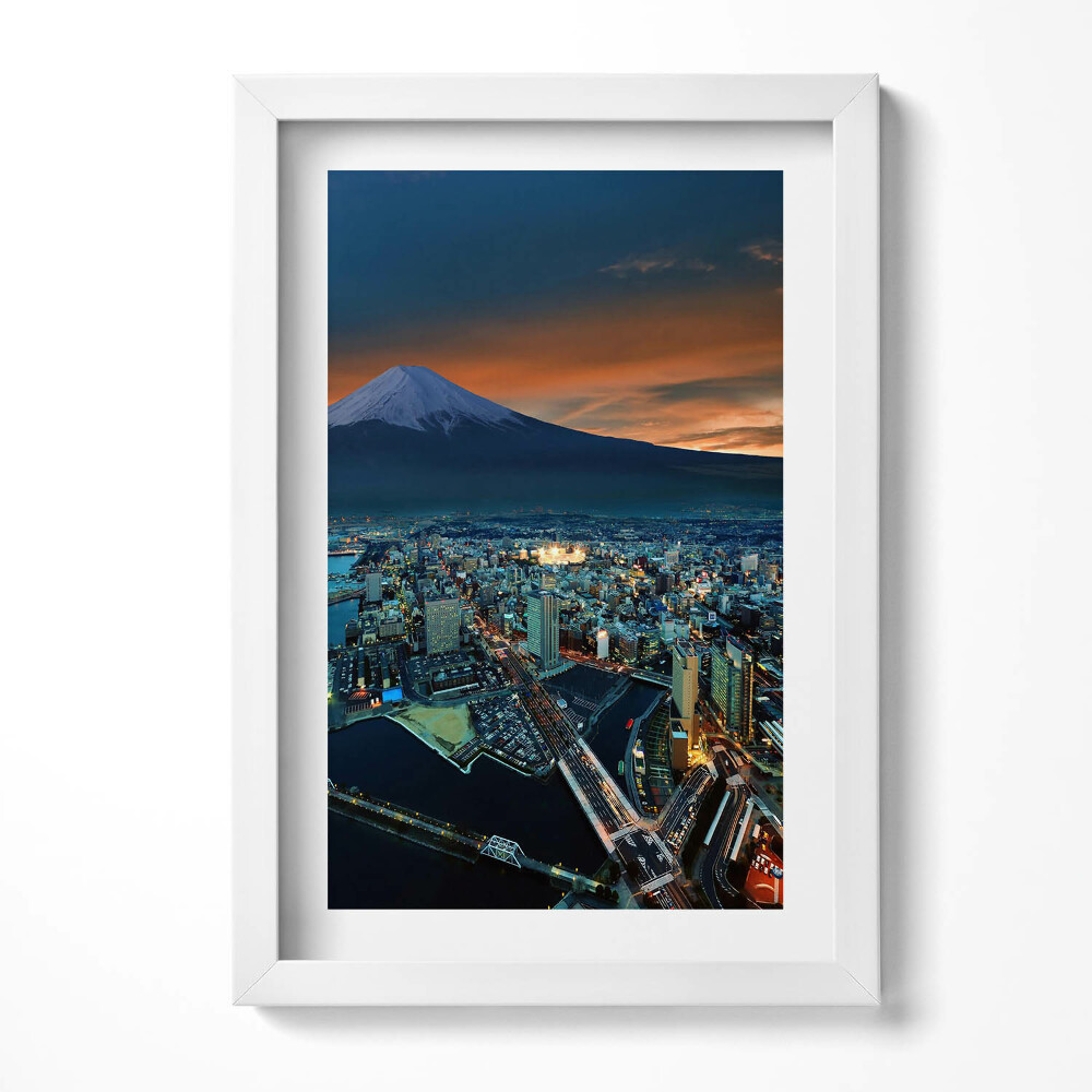 Obraz s rámem elegantní Pohled na Tokio a horu Fudži