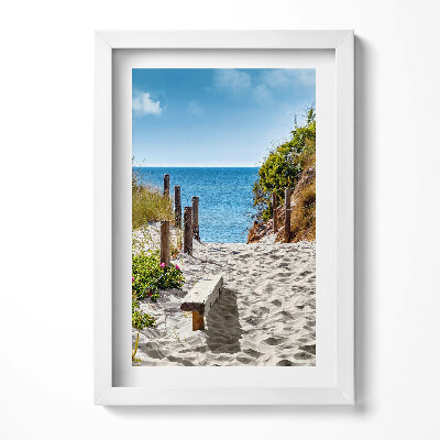 Obraz s rámem elegantní Písečná cesta na pláž a moře