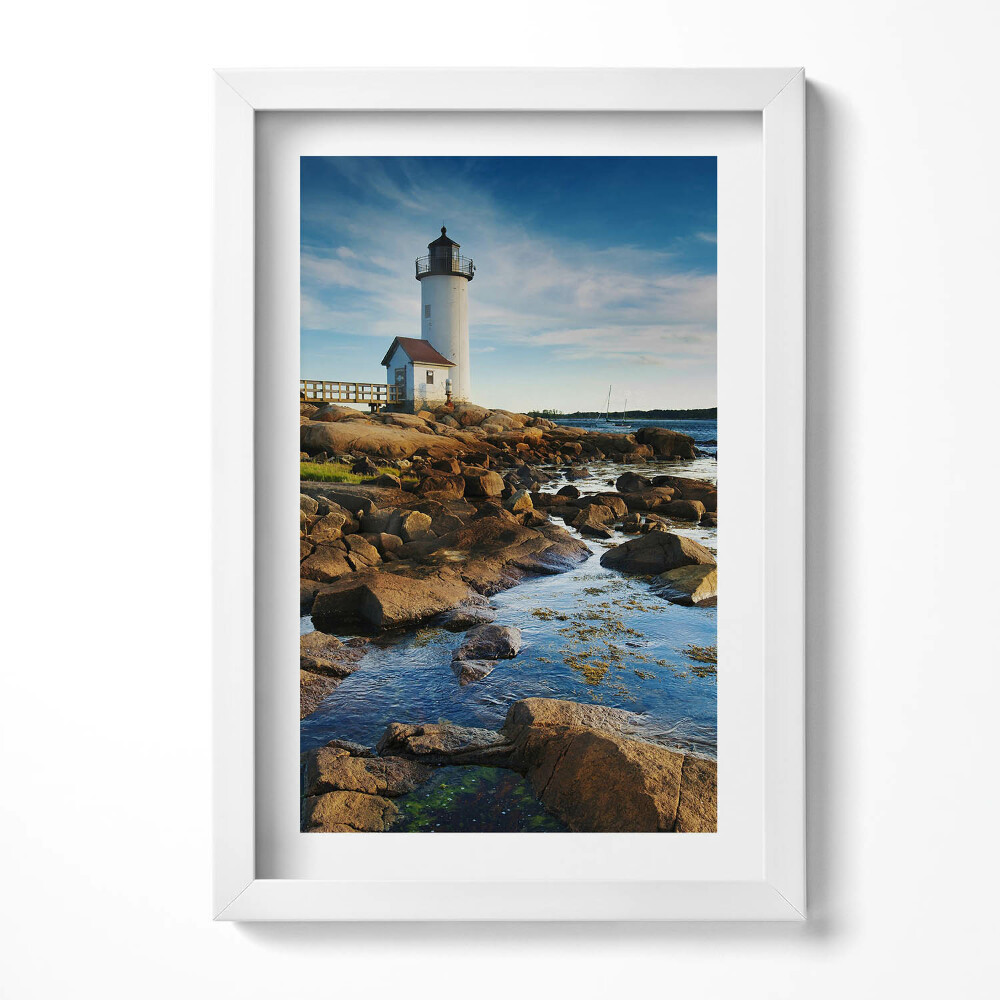 Obraz s rámem elegantní Maják, skály a nebeská krajina