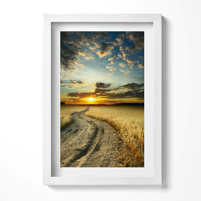 Obraz s rámem elegantní Polní cesta a západ slunce