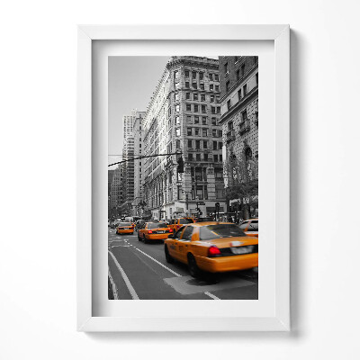 Obraz s rámem elegantní Taxi doprava na avenue na Manhattanu