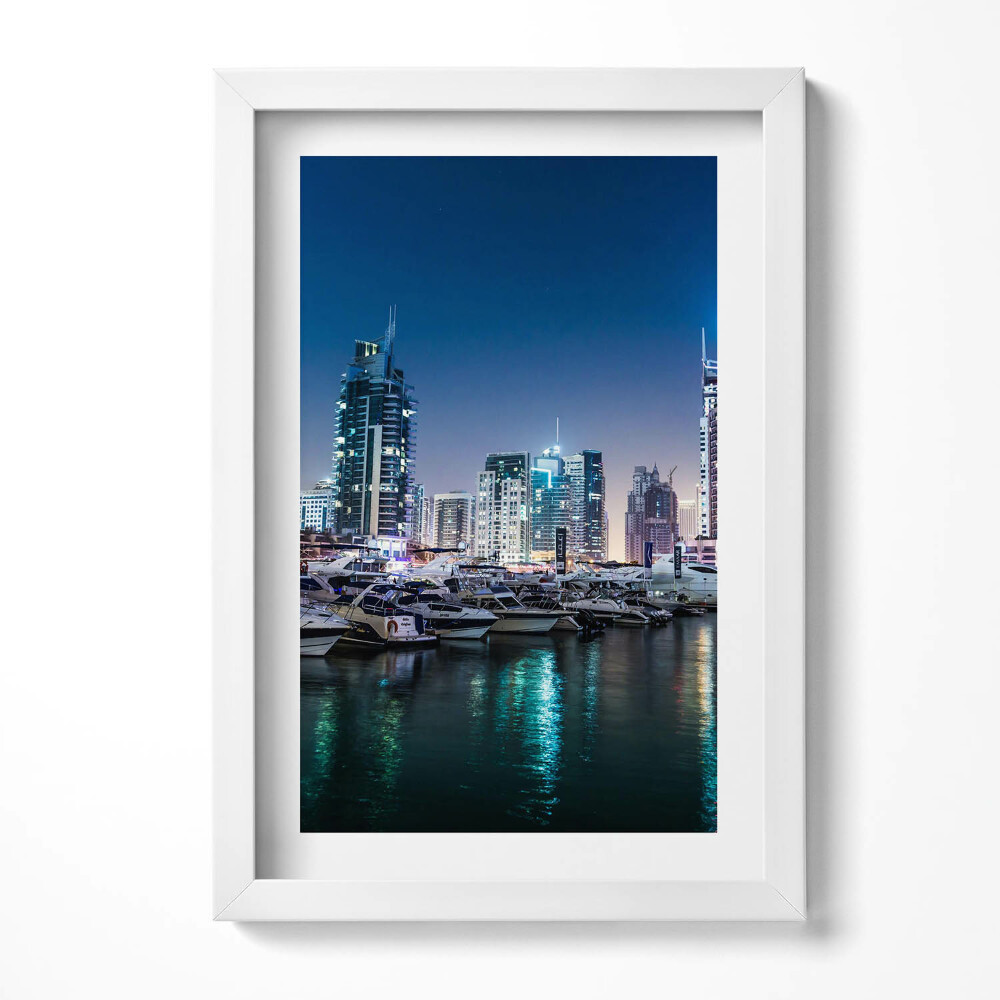 Obraz s rámem elegantní Lodě ve městě v noci