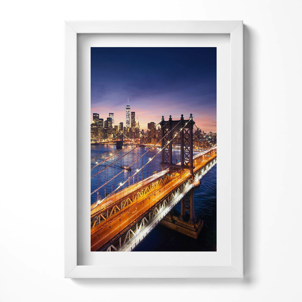 Obraz s rámem elegantní New York - západ slunce nad Manhattanem