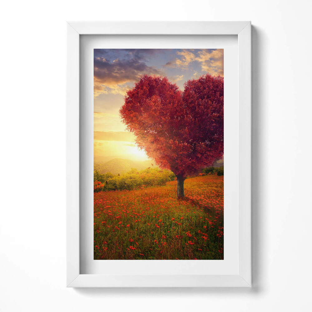 Obraz s rámem elegantní Strom lásky ve tvaru srdce