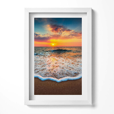 Obraz s rámem elegantní Krajina zapadajícího slunce nad mořem