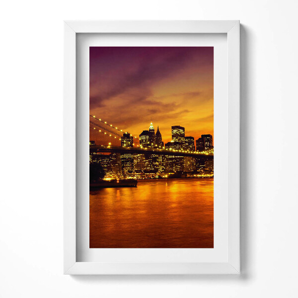 Obraz s rámem elegantní Večerní pohled na Brooklynský most