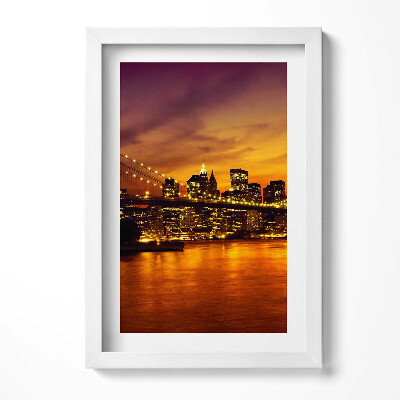 Obraz s rámem elegantní Večerní pohled na Brooklynský most