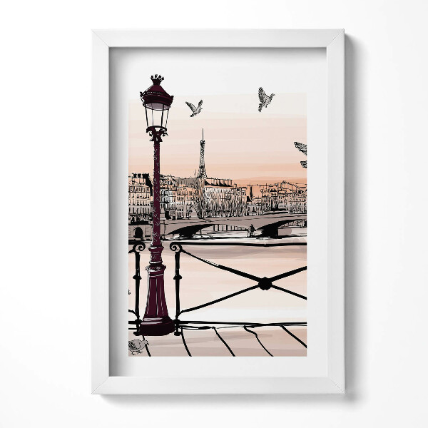 Obraz s rámem elegantní Západ slunce nad Seinou