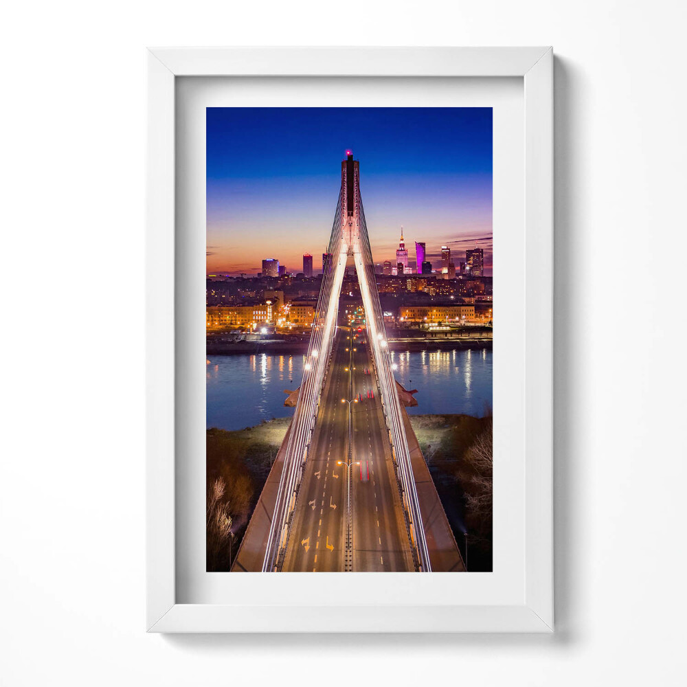 Obraz s rámem elegantní Most a město večer
