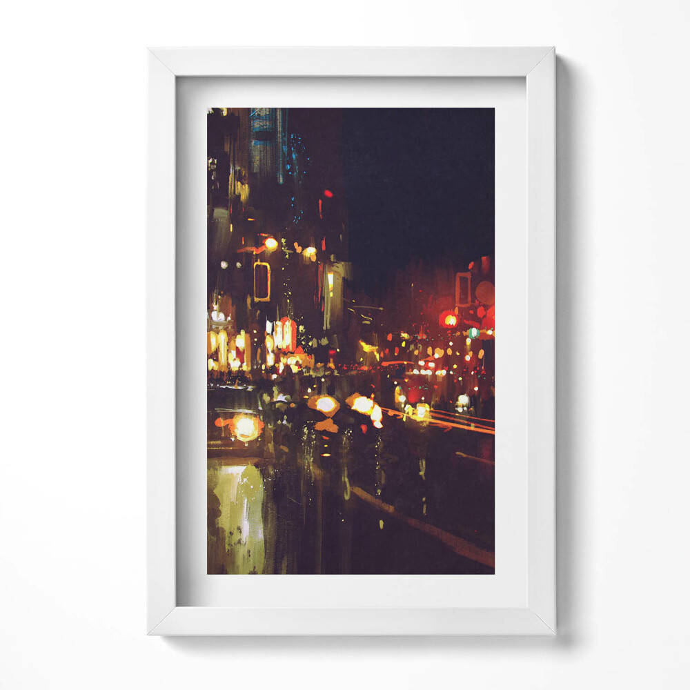 Obraz s rámem elegantní Rozmazané malované město