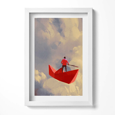 Obraz s rámem elegantní Cestování na papírových lodích