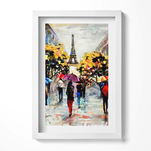 Obraz s rámem elegantní Eiffel Streets Nova - malovaný podzim