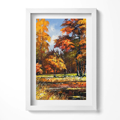 Obraz s rámem elegantní Malovaný podzim a řeka