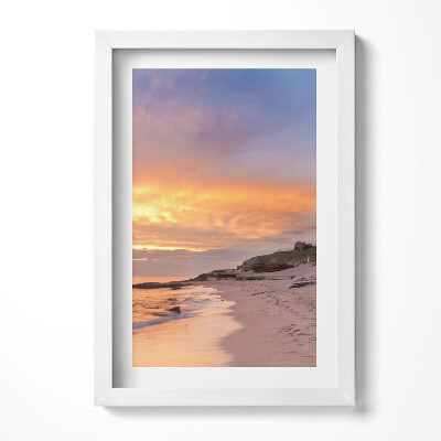 Obraz s rámem elegantní Mořská krajina s pláží a majákem