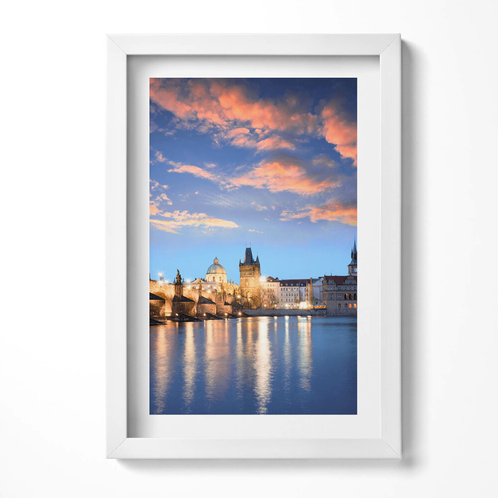 Obraz s rámem elegantní Městská krajina ve večerních hodinách