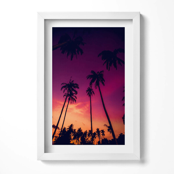 Obraz s rámem elegantní Palmy při západu slunce