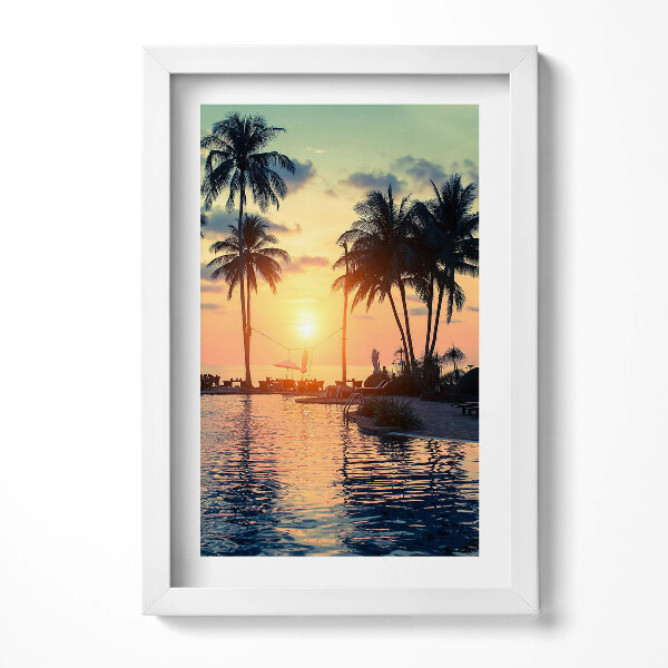 Obraz s rámem elegantní Palmy ve slunečním světle