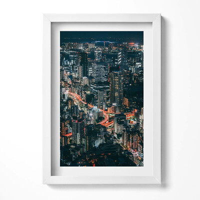 Obraz s rámem elegantní Město v noci z ptačí perspektivy