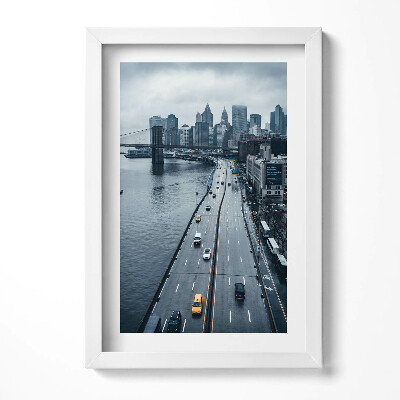 Obraz s rámem elegantní Pohled na městskou ulici z ptačí perspektivy