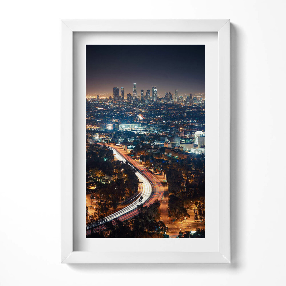 Obraz s rámem elegantní Město v noci z ptačí perspektivy