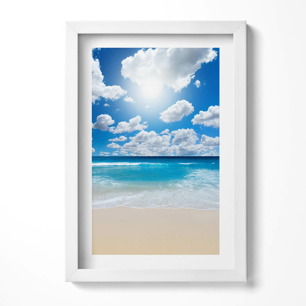 Obraz s rámem elegantní Pláž, moře a horizont