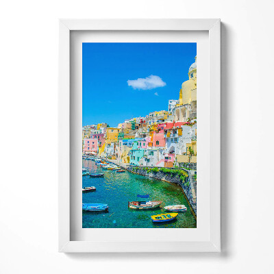 Obraz s rámem elegantní Přímořské město a lodě