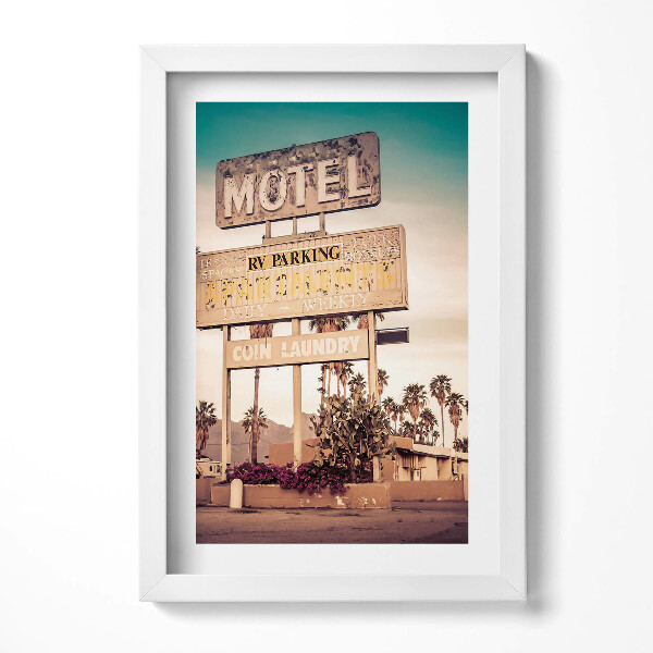 Obraz s rámem elegantní USA silniční znamení motelu