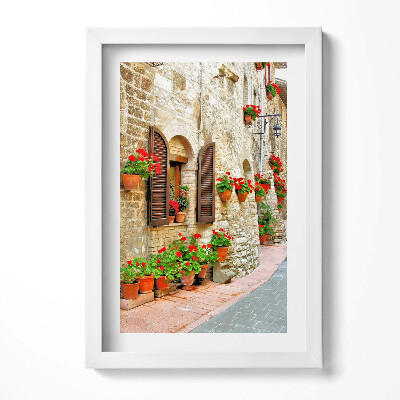 Obraz s rámem elegantní Malebná ulice s květinami