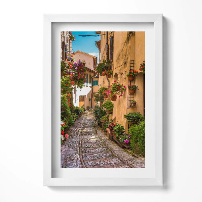 Obraz s rámem elegantní Květinová ulice ve městě Umbria