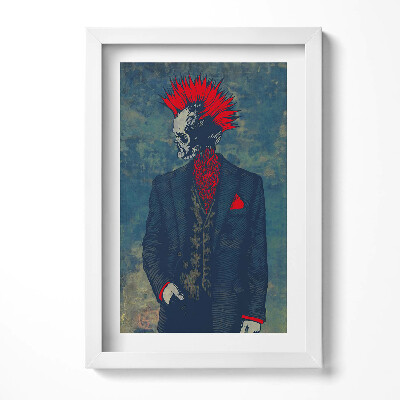 Obraz s rámem elegantní Abstraktní portrét kostry s mohawkem