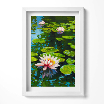 Obraz s rámem elegantní Malování leknínů