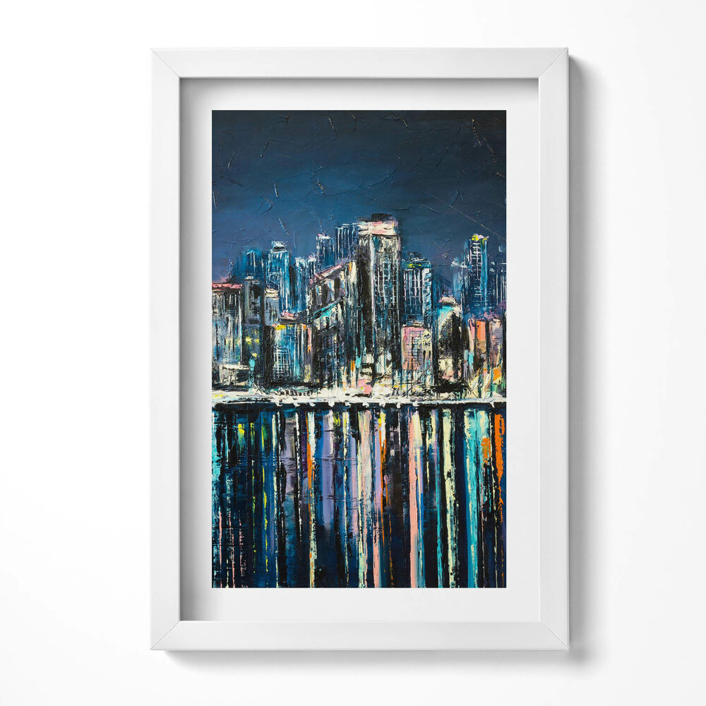 Obraz s rámem elegantní Země květin - fantazie přímořského města