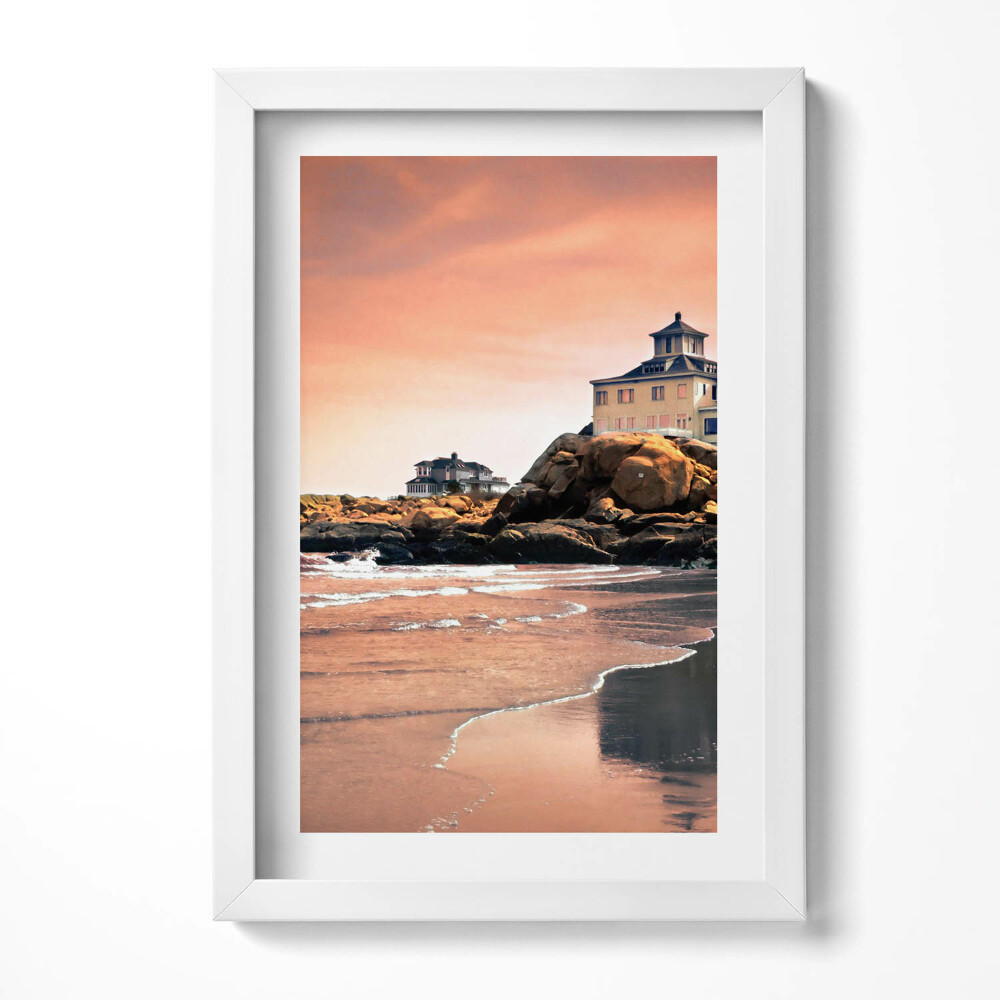 Obraz s rámem elegantní Pobřežní chata Sherman