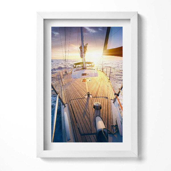 Obraz s rámem elegantní Západ slunce na palubě plachetnice