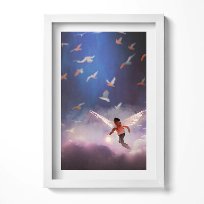 Obraz s rámem elegantní Chlapec s andělskými křídly