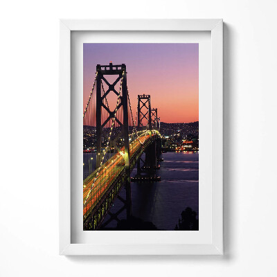 Obraz s rámem elegantní San Francisco Bridge a západ slunce