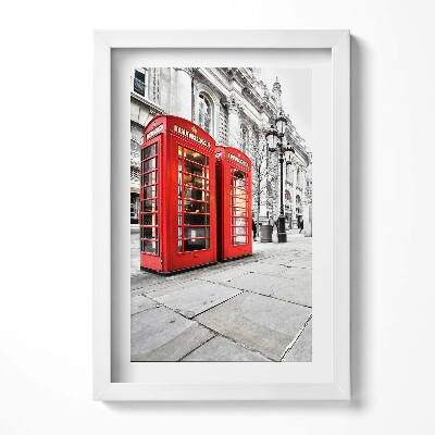 Obraz s rámem elegantní Červené telefonní budky Londýn
