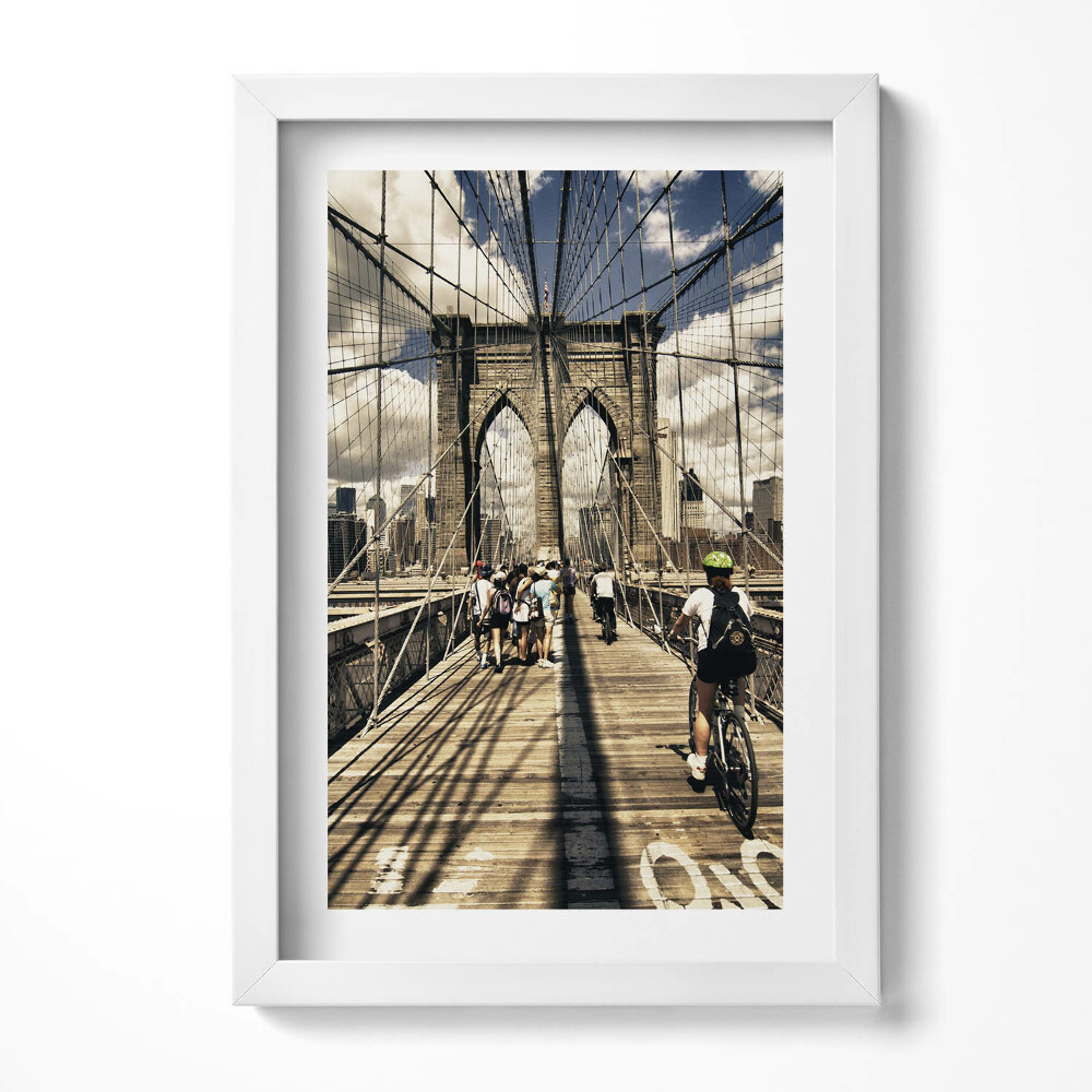 Obraz s rámem elegantní Pohled na Brooklyn Bridge v New Yorku