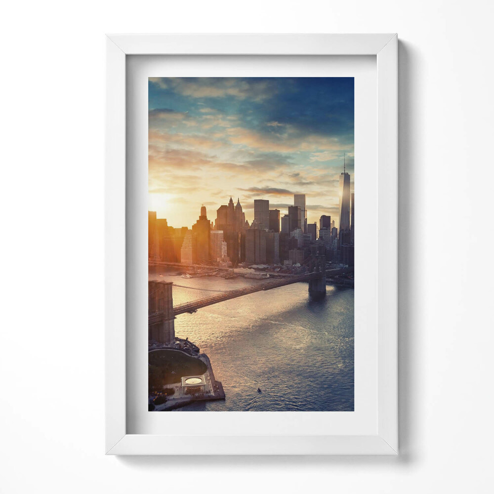 Obraz s rámem elegantní New York Manhattan a západ slunce