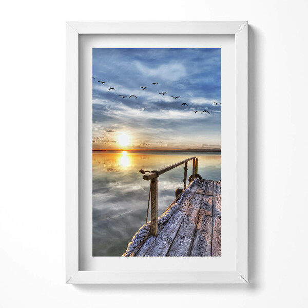 Obraz s rámem elegantní Západ slunce u jezera