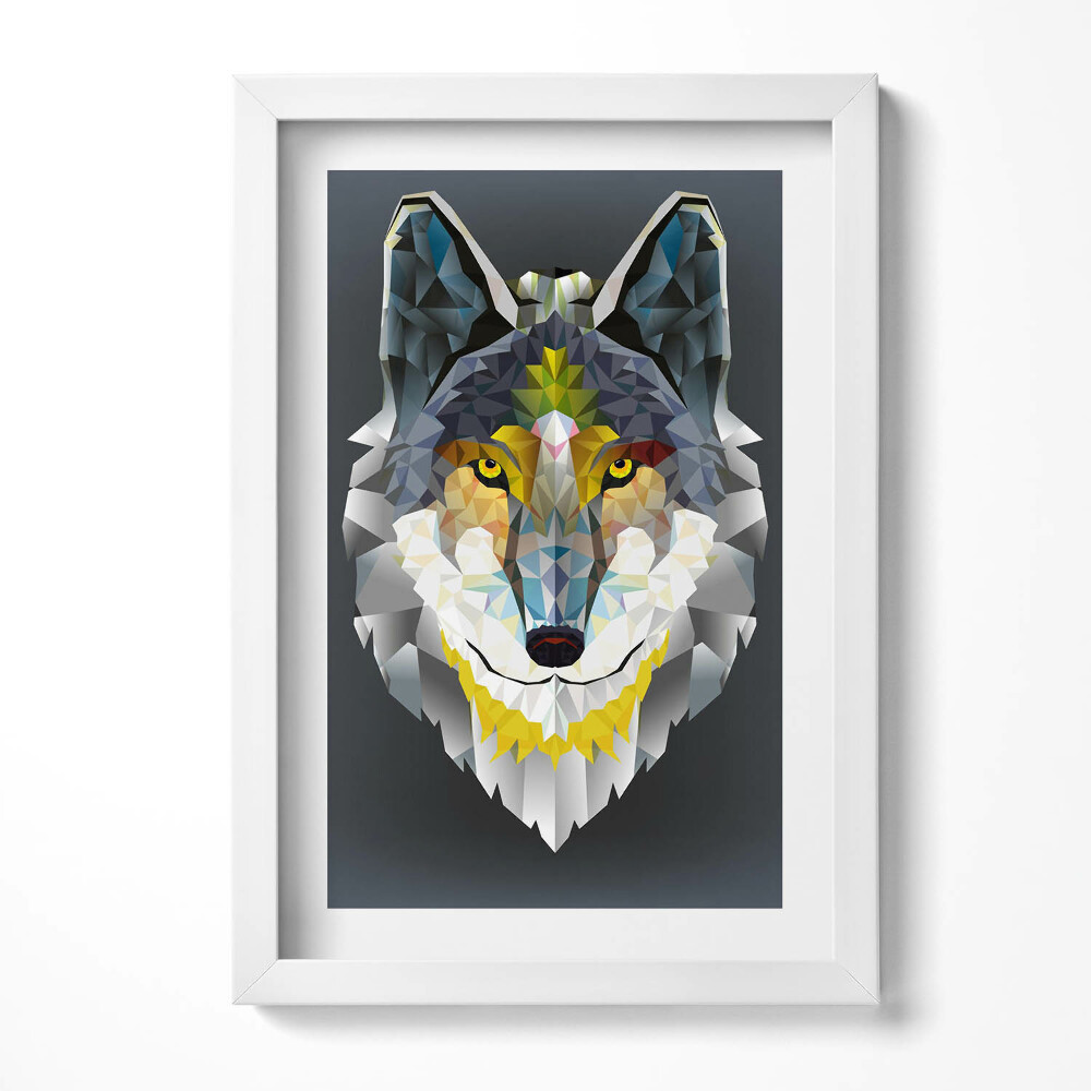 Obraz s rámem elegantní Vlčí hlava