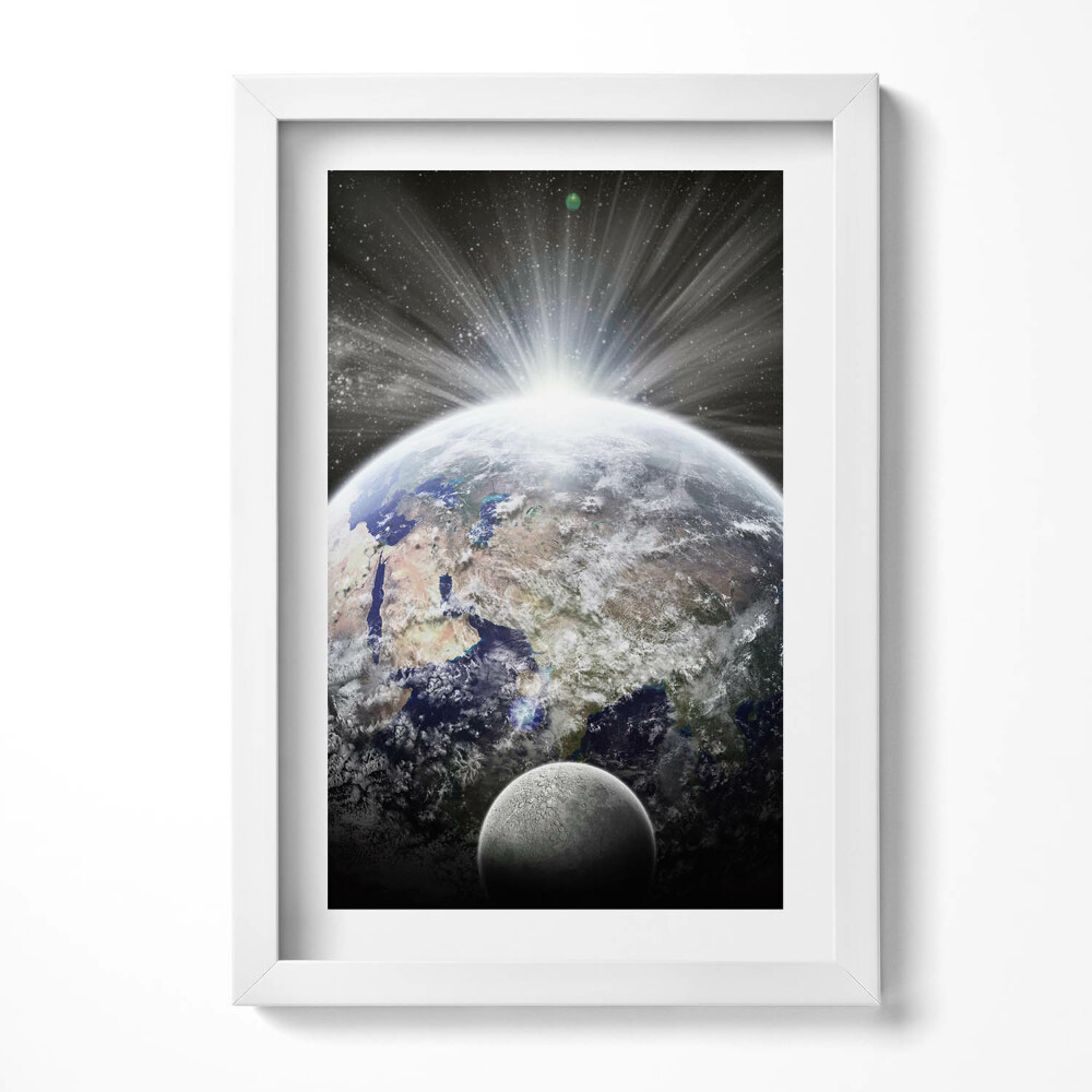 Obraz s rámem elegantní Pohled na Zemi a Měsíc