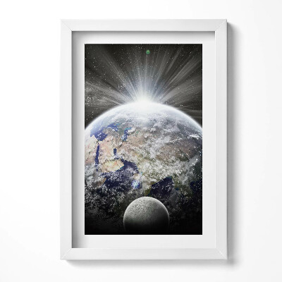 Obraz s rámem elegantní Pohled na Zemi a Měsíc